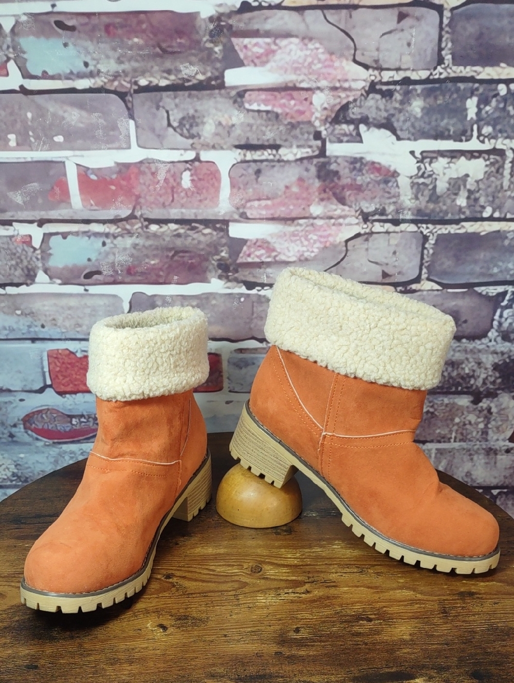 Rosy Faux-Shearling Cuffed Ankle Boots